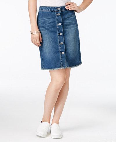 Earl Jeans Button-Front Denim Skirt