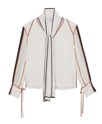 Women's Tipped Tie-Neck Blouse