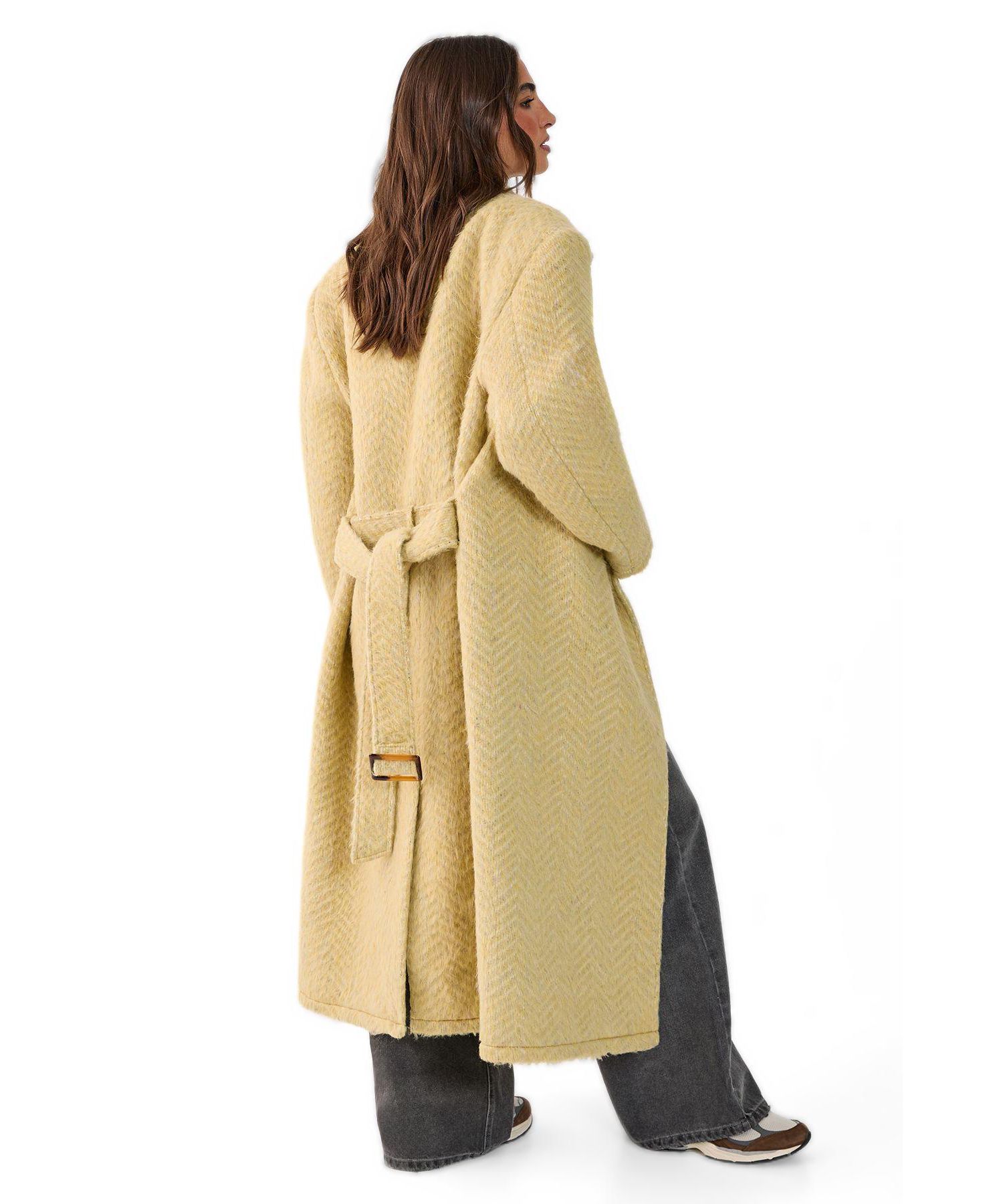 Women's Double Breasted Brushed Herringbone Coat