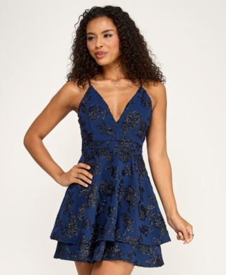 Juniors' Lace-Back Fit & Flare Dress