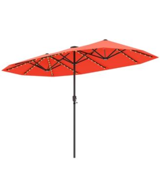Large Patio Umbrella with Solar LED Lights and Crank