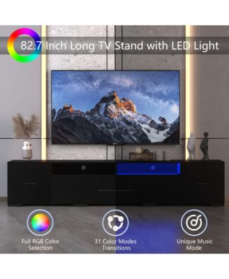 APP Control LED TV Stand  TV, Modern Entertainment Center with Remote, Storage Cabinets, 31 Modes Changing Lights for Living Room