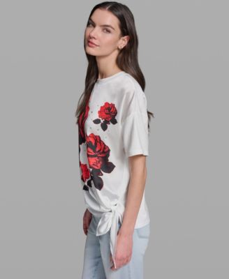 Women's Floral Print Crewneck Top