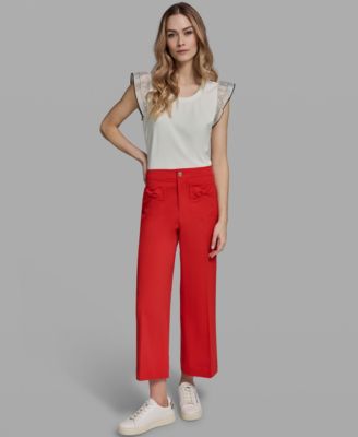 Women's Mid-Rise Straight Bow Pocket Pants