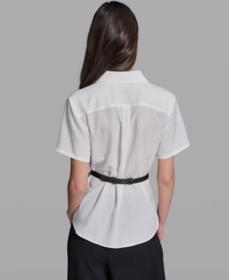 Women's Belted Short-Sleeve Top