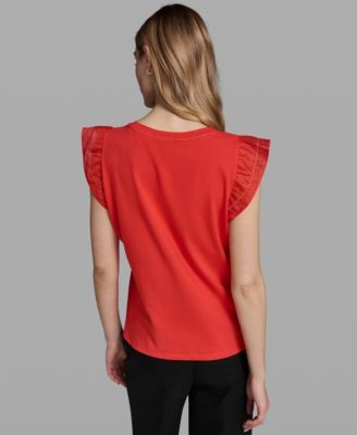 Women's Ruffle-Sleeve Crewneck Top