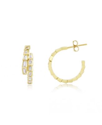 CZ Snake Hoop Earrings 14K Gold-Plated Sterling Silver