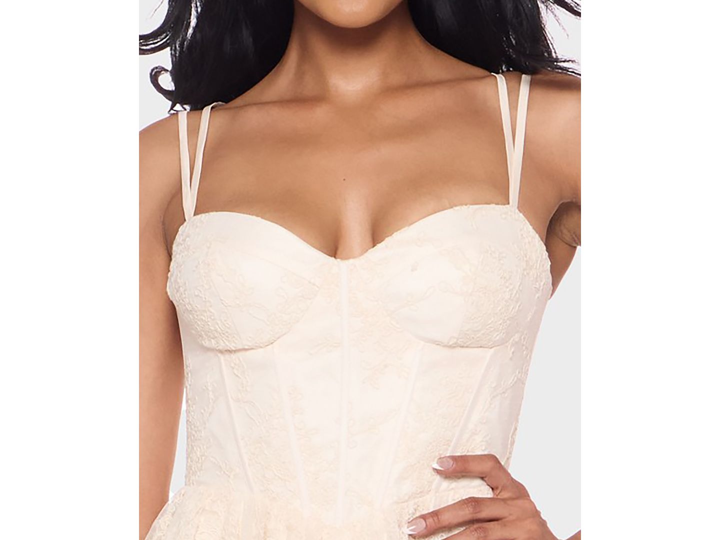 Женское платье B Darlin Juniors' Sweetheart Neck Mini, цвет: Слоновая кость / Кремовый — фото 6