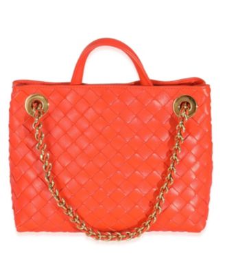 Orange Nappa Intrecciato Small Andiamo With Chain