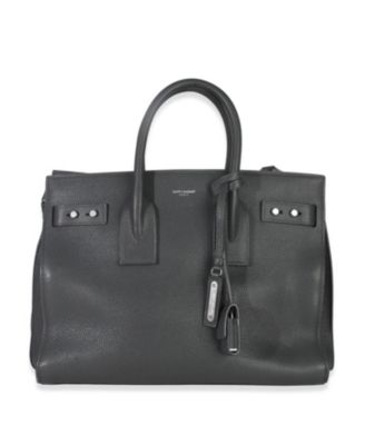 Grey Grained Calfskin Small Souple Sac De Jour