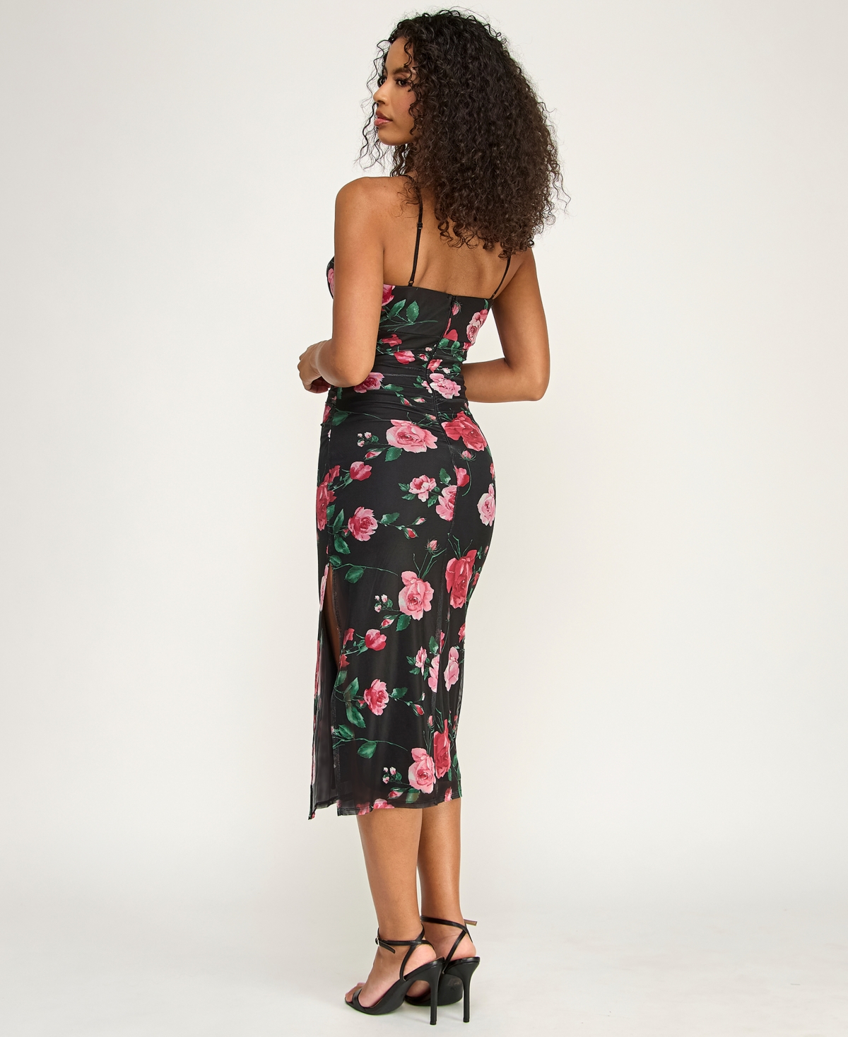 Emerald Sundae Juniors' Printed Sweetheart Neck Midi Dress