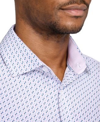 Men's Triangle Print Spread Collar Dress Shirt