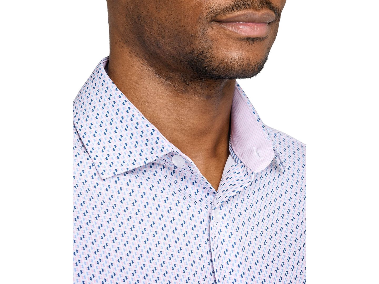 Мужская рубашка ConStruct Triangle Print Spread Collar Dress Shirt, цвет: Белый / Розовый — фото 4