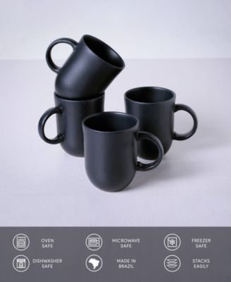 Stoneware Coup Mugs, Set of 4