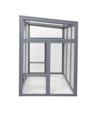 Outdoor Wooden Cat Enclosure with 3-Tier Catio, Lockable Door, Sun Roof, Spacious Play Area
