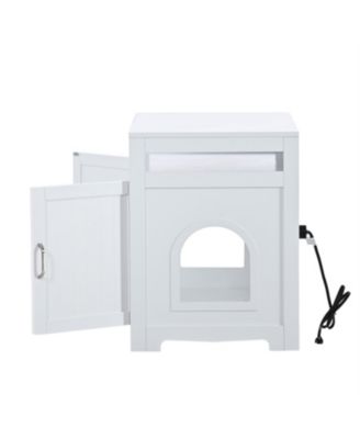 Zeus &  Ruta  Litter Box Enclosure with Hidden Plug 2 Doors Large Wooden Cat Washroom Bench