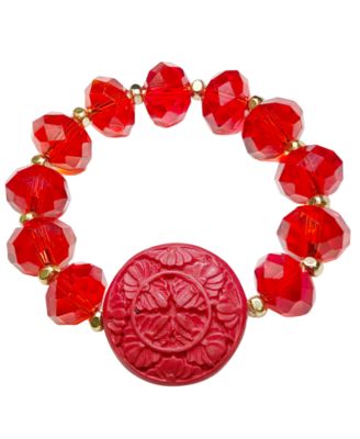 Red Crystal Orient Two Stack Bracelets