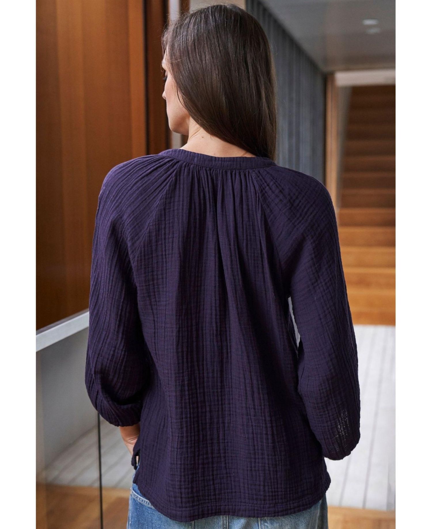 Women's Ocean+Main Fuchsia Gauze Top