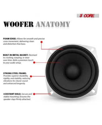4 Inch Subwoofer Pair 200W Car Audio Sub Woofer 4 Ohm Deep Bass Replacement Loud Speaker
