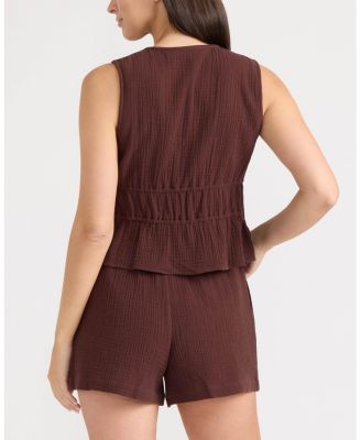 Women's Double Gauze Sleeveless Tie Front Top