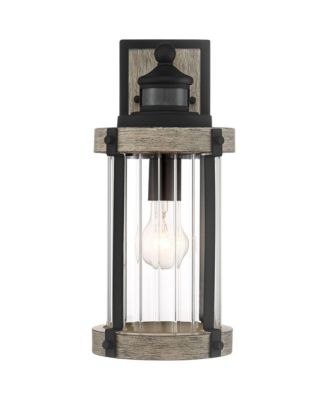 Stan Industrial Outdoor Wall Light Fixtures Set of 2 Motion Sensor Dusk to Dawn Clear Glass for Post