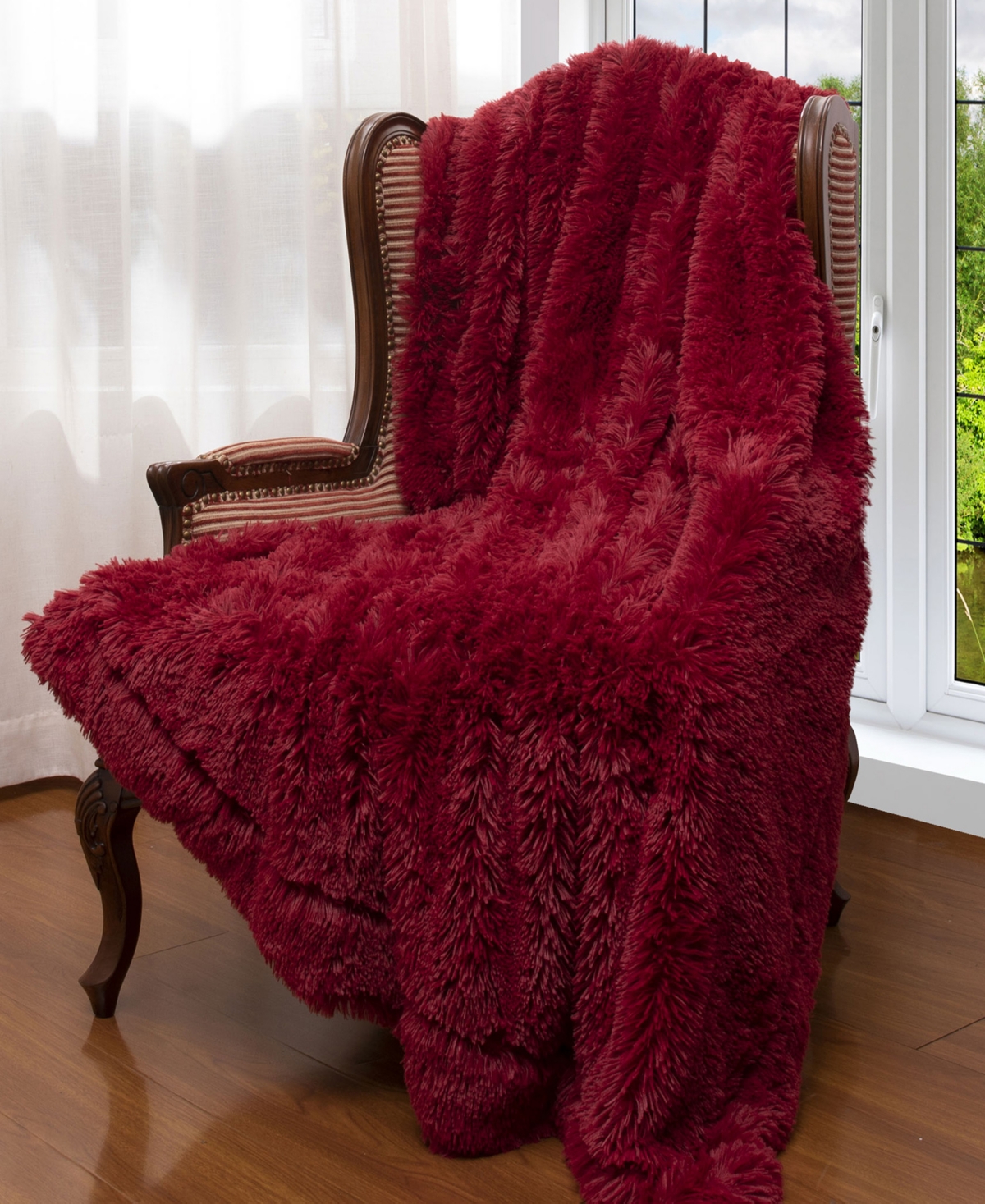 Cheer Collection Shaggy Throw, 50" x 60" - Maroon