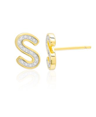 Diamond Accent (0.01  ct. t. w.) Initials Stud Earrings