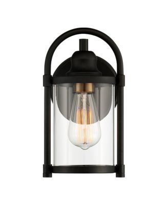 Avani Modern Outdoor Wall Light Fixtures Set of 2 Black Metal 10 1/4" Clear Glass for Post Exterior Barn Deck House Porch Yard Patio