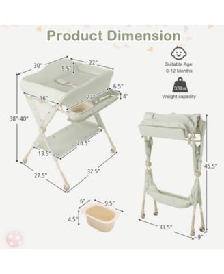 Baby Diaper Changing Table with Water Basin and Wheels