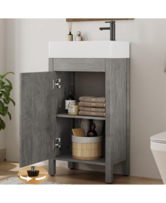 30" Bathroom Vanity with Sink, Freestanding Bathroom Sink Cabinet with 2 Soft-Closing Doors and Large Storage Drawer, Wood Vanity Cabinet
