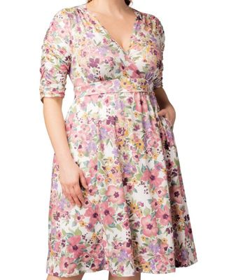 Plus Size Gabriella Ruched Sleeve Midi Dress with Pockets