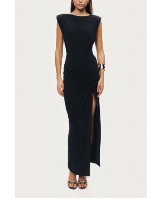 Women's Ruched Side-Slit Maxi Dress