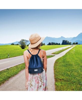 Drawstring Backpack String Bag with Zipper Pocket Foldable Design