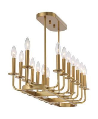Soft Gold Linear Pendant Chandelier 38 3/4" Wide Modern Open Frame 16-Light Fixture for Kitchen Island Dining Room House