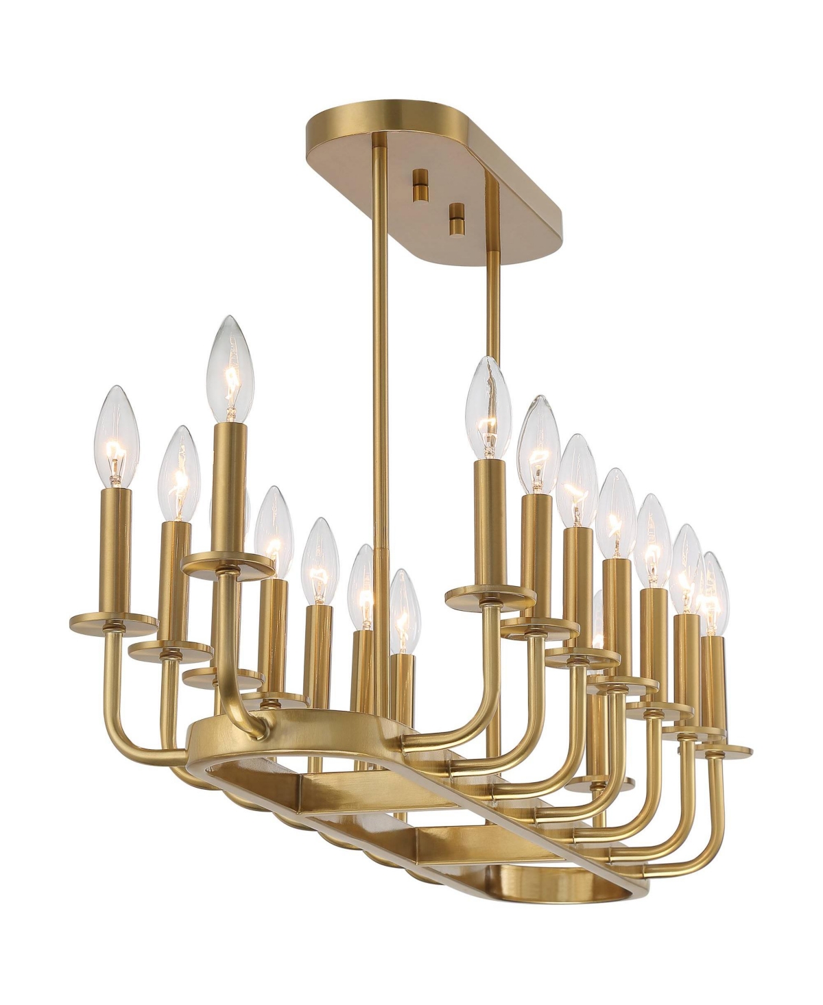 Stiffel Soft Gold Linear Pendant Chandelier 38 3/4" Wide Modern Open Frame 16-Light Fixture for Kitchen Island Dining Room House