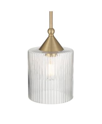 Possini Euro Krakow 7"W Satin Brass Fluted Glass Mini Pendant Light