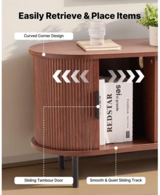 TV Stand, Boho Entertainment Center for TV, 350 lbs Load, TV Media Console Table with Adjustable Storage Shelves and Rolling Door