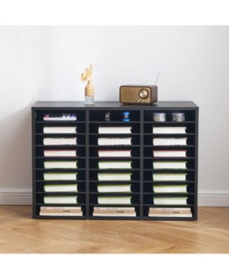 Literature Organizer, 27 Compartments Office Mailbox with Removable Shelves, Wooden Mailbox Sorter Particle Board Office Home Classroom Storage