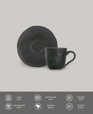 Stoneware Coffee Cup and Saucer Set, Service for 6