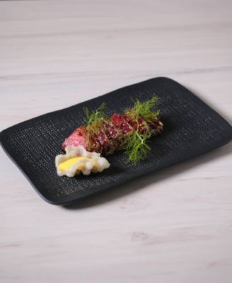 10.63" Stoneware Medium Rectangular Juta Platters, Set of 4