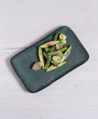 10.63" Stoneware Medium Rectangular Juta Platters, Set of 4