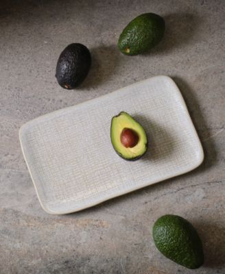 10.63" Stoneware Medium Rectangular Juta Platters, Set of 4