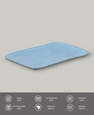 10.63" Stoneware Medium Rectangular Juta Platters, Set of 4