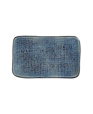 10.63" Stoneware Medium Rectangular Juta Platters, Set of 4