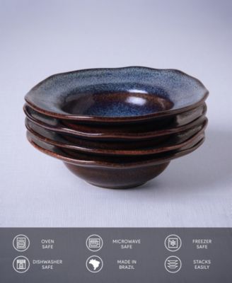 Stoneware Deep Rim Dessert Plates, Set of 4