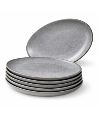 Stoneware Oval Dessert Plates, Set of 6