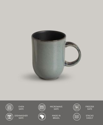 Stoneware Coup Mugs, Set of 4