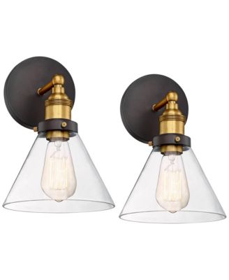 Burke Industrial Modern Wall Light Sconces Set of 2  Hardwire LED Clear Glass for Bedroom Bathroom Home