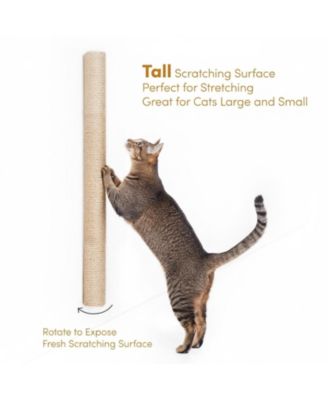 34" Wall Mounted Cat Scratcher Extra Tall Vertical Sisal Sturdy Aluminum Brackets Modern Space Saving Patented Design