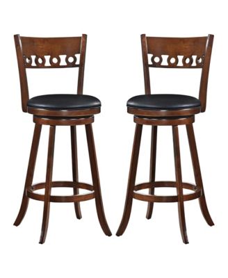 2PCS 30.5'' Bar Height Chairs Swivel Bar Stools w/ Rubber Wood Frame